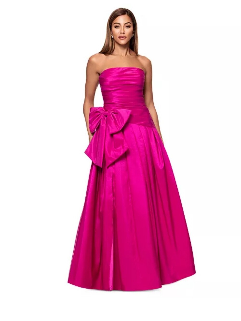 XSCAPE Fuchsia Satin Bow Gown Formal Evening Prom Dress Sz 10 MSRP $319 Wedding